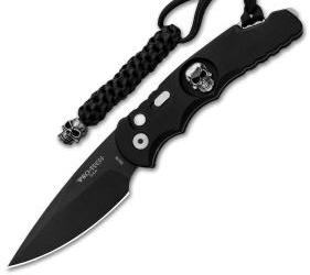 Protech TR-5.70 / TR5-70 Skull Tactical Response Automatic Knife Black (3.25" Black) - GearBarrel.com