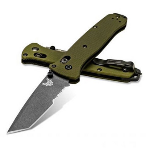 Benchmade Bailout AXIS Lock Knife Green Aluminum (3.4" Gray Serr) 537SGY-1