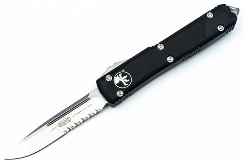 Microtech 121-11 Ultratech S/E - Black Handle - Stonwash Blade - Partial Serrations