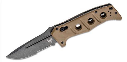 Benchmade Adamas Automatic Knife Desert Tan G-10 (3.8" Gray Serr) 2750SGY-3
