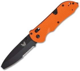 Benchmade Triage AXIS Lock Knife Orange G-10 (3.5" Black Serr) 916SBK-ORG