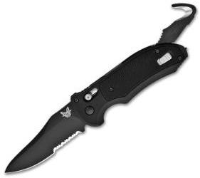 Benchmade Triage AXIS Lock Automatic Knife (3.58" Black Serr) 9170SBK - GearBarrel.com