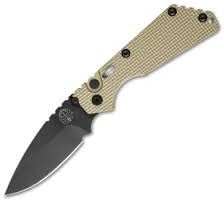 Strider + Protech SnG Automatic Knife Desert Tan Knurled w/Safety (3.5" Black) - GearBarrel.com