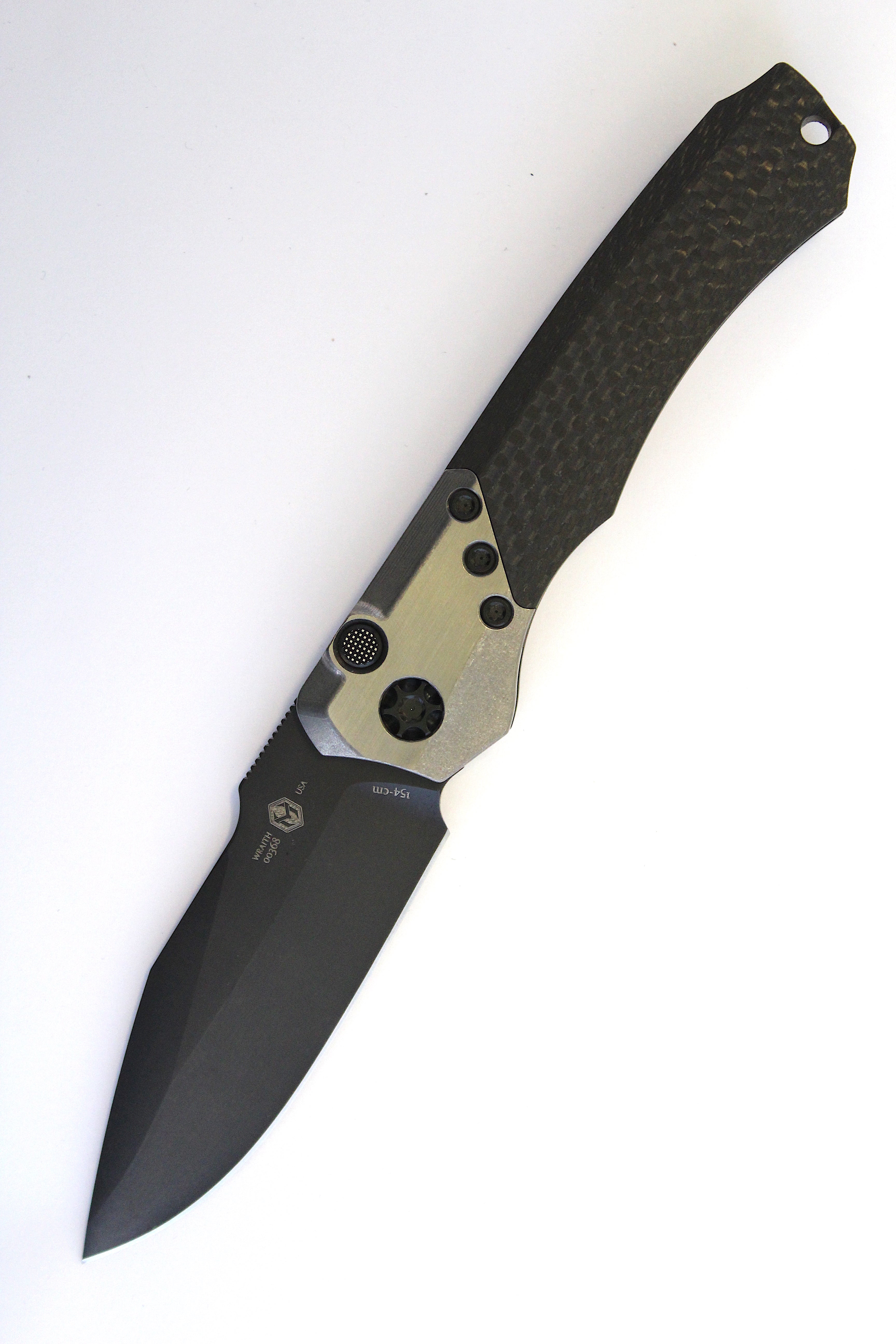 Heretic Knives H000-6A-CF Wraith Auto CF Bolster Black Auto Knife - GearBarrel.com