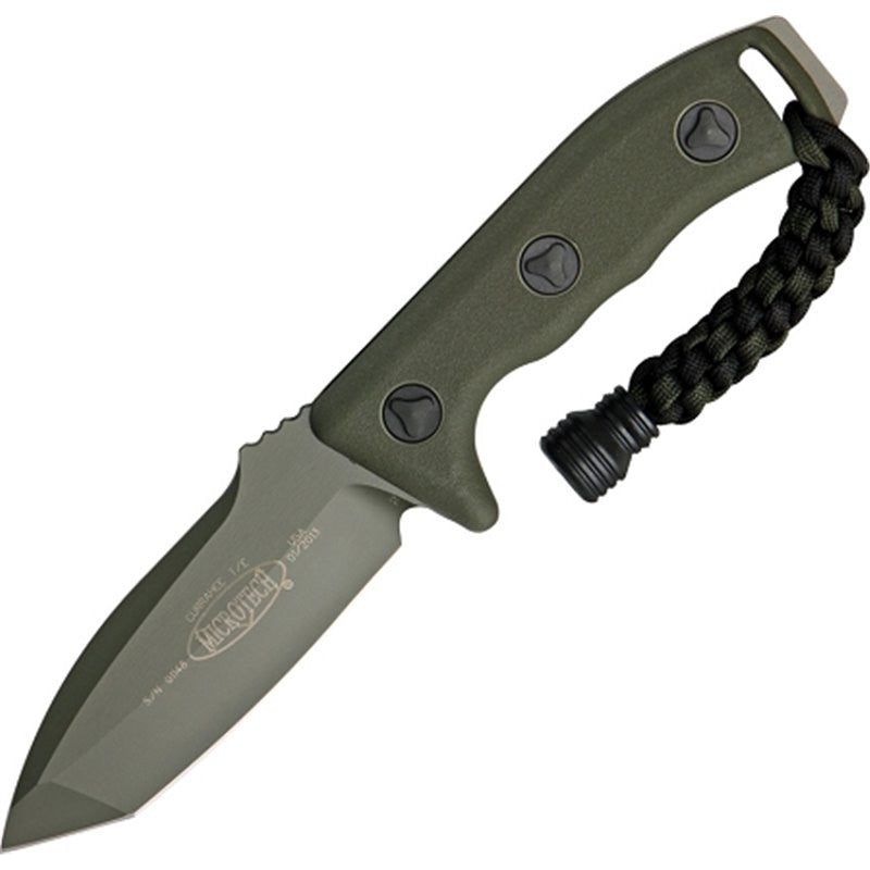 Microtech 103-1GR Green Tanto Currahee Combat Knife Fixed 4.5" Single Plain Edge Blade, Kydex Sheath - GearBarrel.com