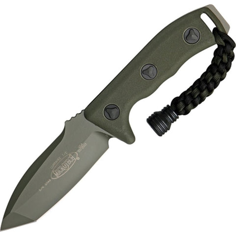 Microtech 103-1GR Green Tanto Currahee Combat Knife Fixed 4.5" Single Plain Edge Blade, Kydex Sheath
