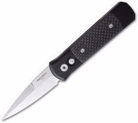 Protech Godson Automatic Knife Black/Carbon Fiber (3.15" Satin) 704