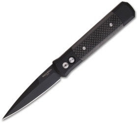Protech Godfather Automatic Knife Black w/ Carbon Fiber (4" Black) 901BT