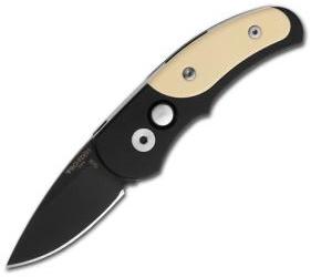 Protech Runt J4 Tuxedo Automatic Knife w/ Ivory Micarta (1.94" Black) 4452 - GearBarrel.com